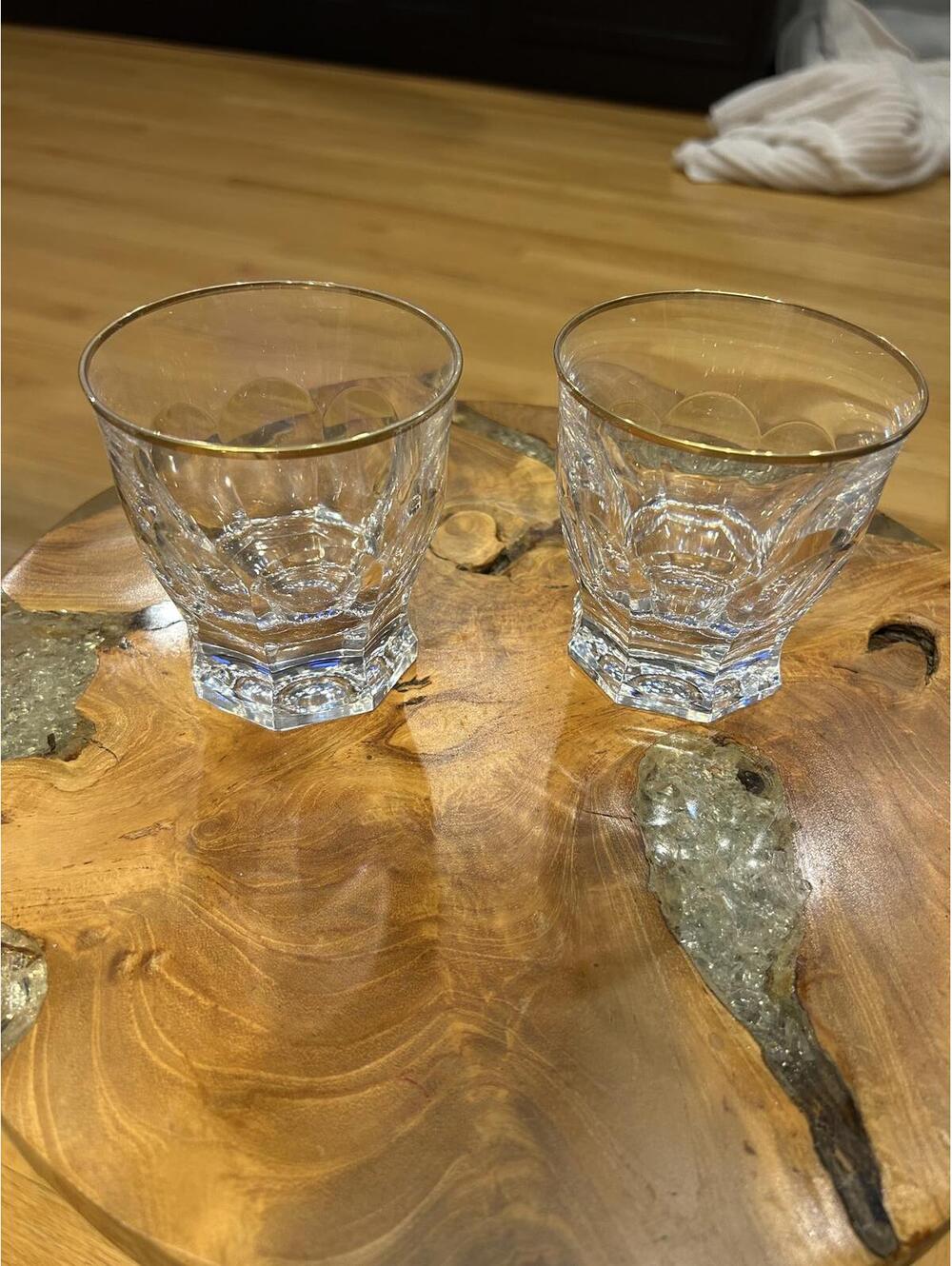 Set of 2 FABERGE Crystal Glasses with Gold Rim